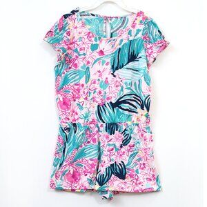 Lilly Pulitzer Girls Floral Printed Romper Playsuit Cotton L 9-10 Years 278504